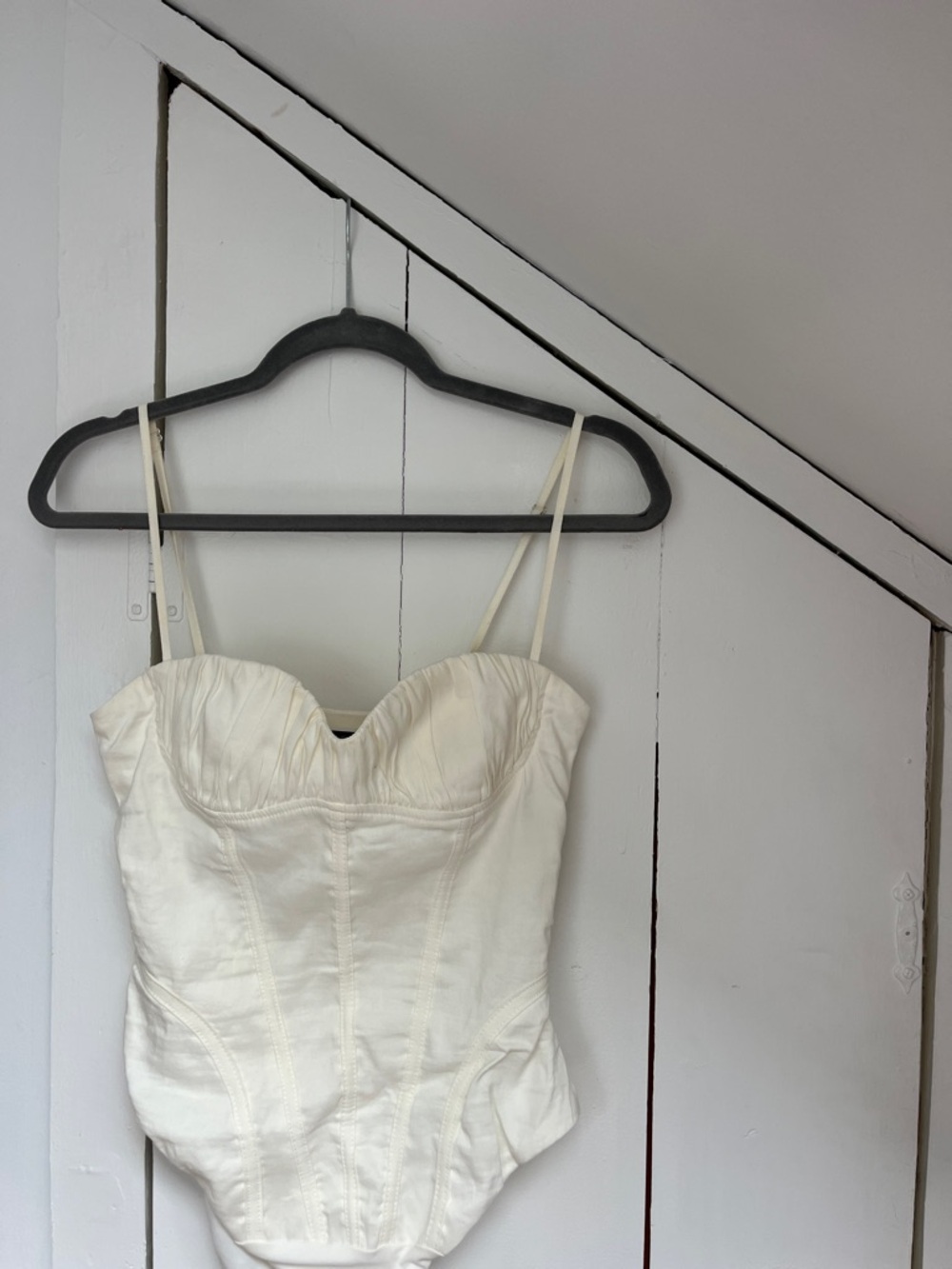 Zara Cream Satin Bustier Top